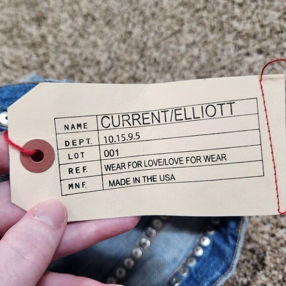 Current/Elliot The Boyfriend Short Silver Stud Wash No. 6007.-0001 Size 27 NWT - Picture 12 of 16